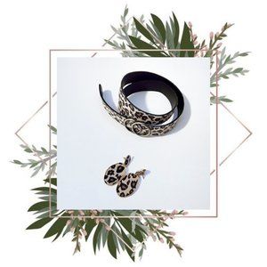 SET | Leopard print belt & earrings
